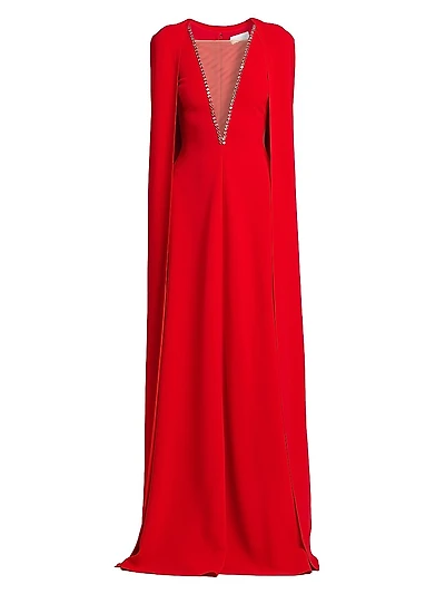 Removable Cape A-Line Gown