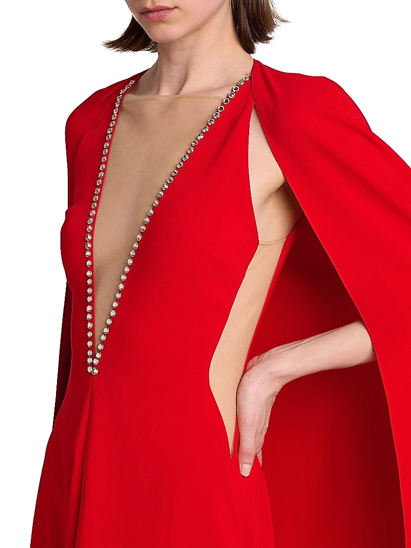 Removable Cape A-Line Gown