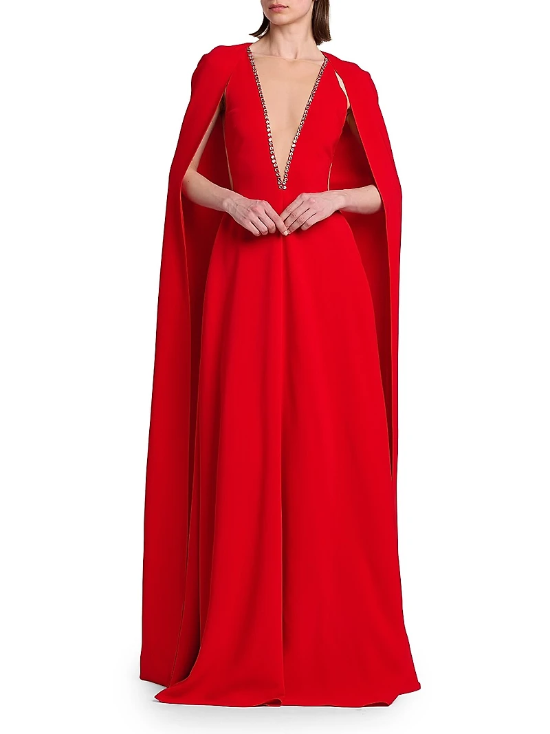 Removable Cape A-Line Gown