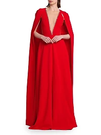 Removable Cape A-Line Gown