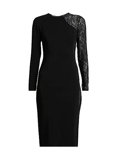 Sheer Paneled Knee-Length Dress