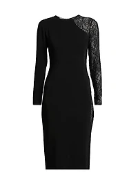 Sheer Paneled Knee-Length Dress