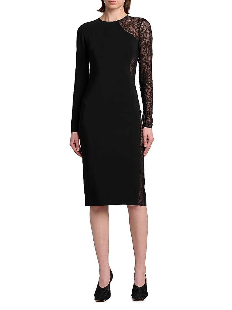 Sheer Paneled Knee-Length Dress