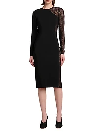 Sheer Paneled Knee-Length Dress