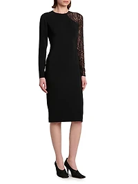 Sheer Paneled Knee-Length Dress
