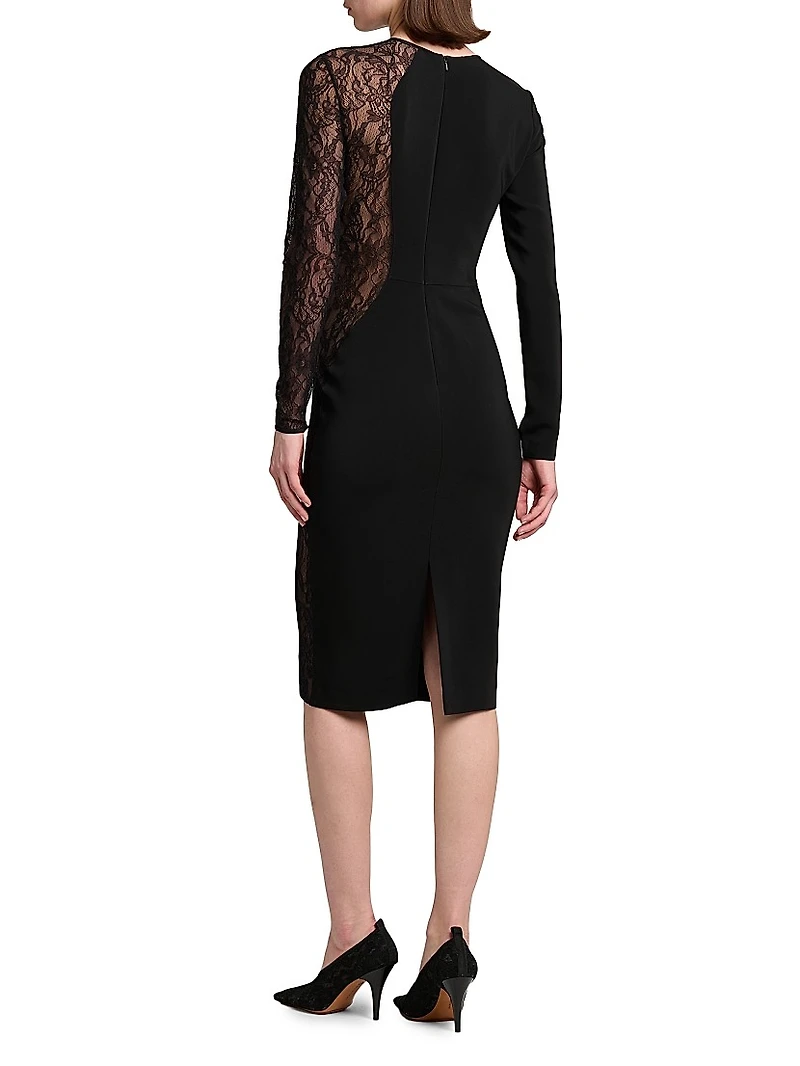 Sheer Paneled Knee-Length Dress