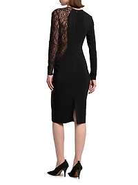 Sheer Paneled Knee-Length Dress