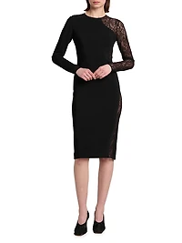 Sheer Paneled Knee-Length Dress