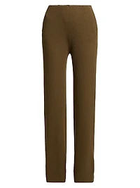 Light Ribbed Wool Straight Trousers