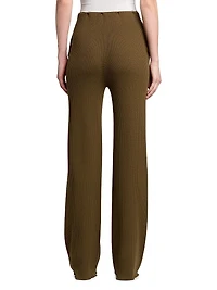 Light Ribbed Wool Straight Trousers