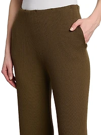 Light Ribbed Wool Straight Trousers
