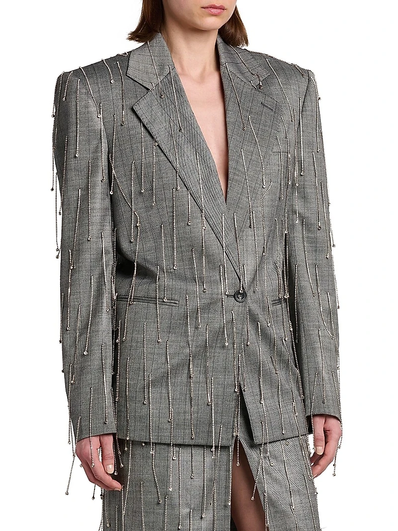 Fringed Pinstriped Jacket