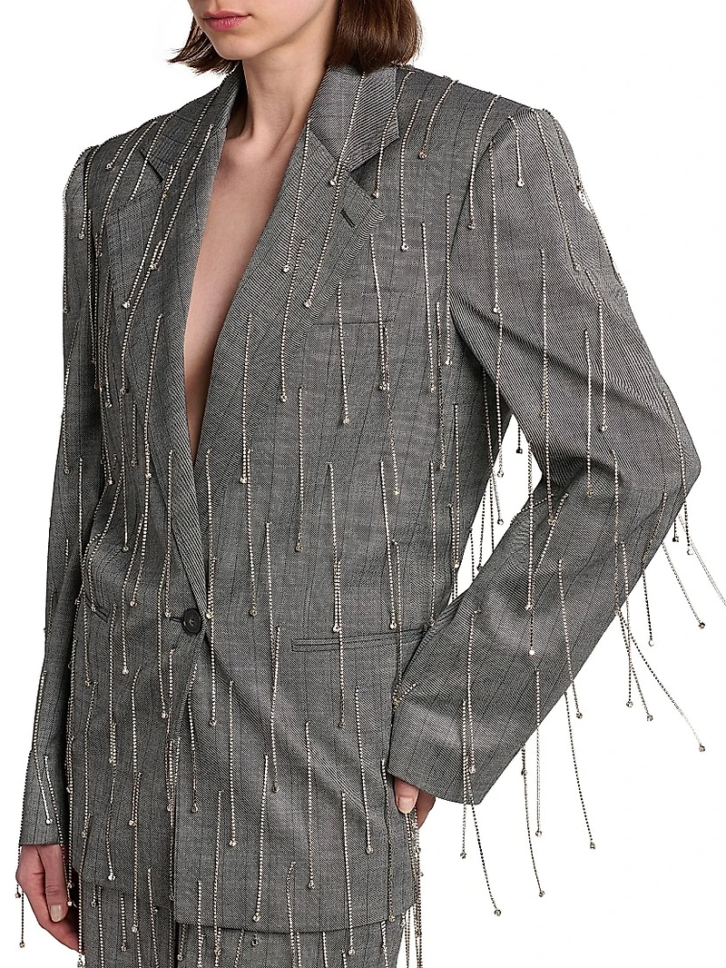 Fringed Pinstriped Jacket