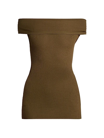 Light Ribbed Off-The-Shoulder Top