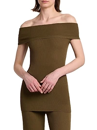 Light Ribbed Off-The-Shoulder Top