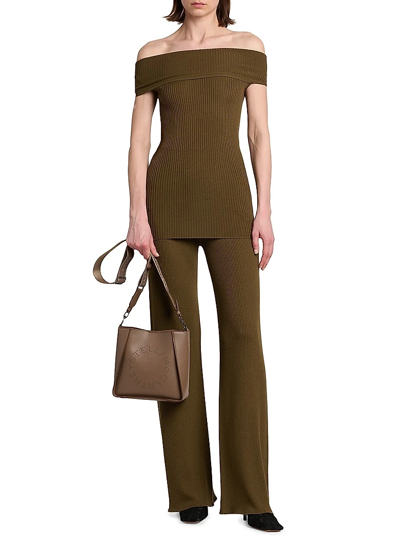 Light Ribbed Off-The-Shoulder Top