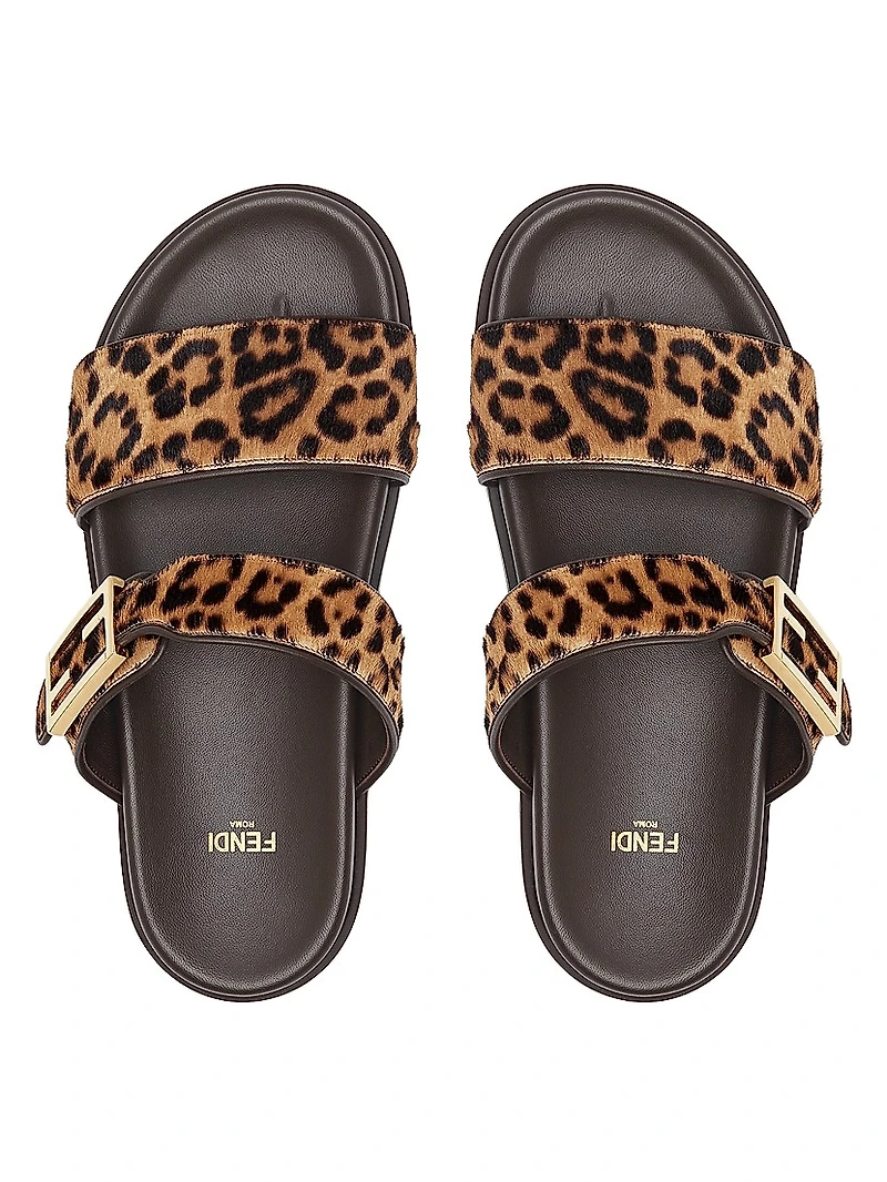 Fendi Feel Leopard Calf Hair Sandals
