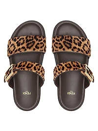 Fendi Feel Leopard Calf Hair Sandals