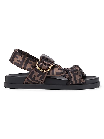 Fendi Feel Monogram Satin Sandals