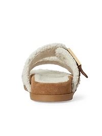 Monogram Shearling Lined Leather Flat Sandals