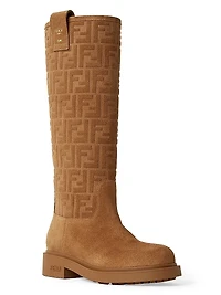 Filo Monogram Suede Knee Boots