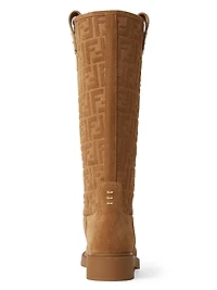 Filo Monogram Suede Knee Boots