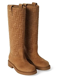 Filo Monogram Suede Knee Boots