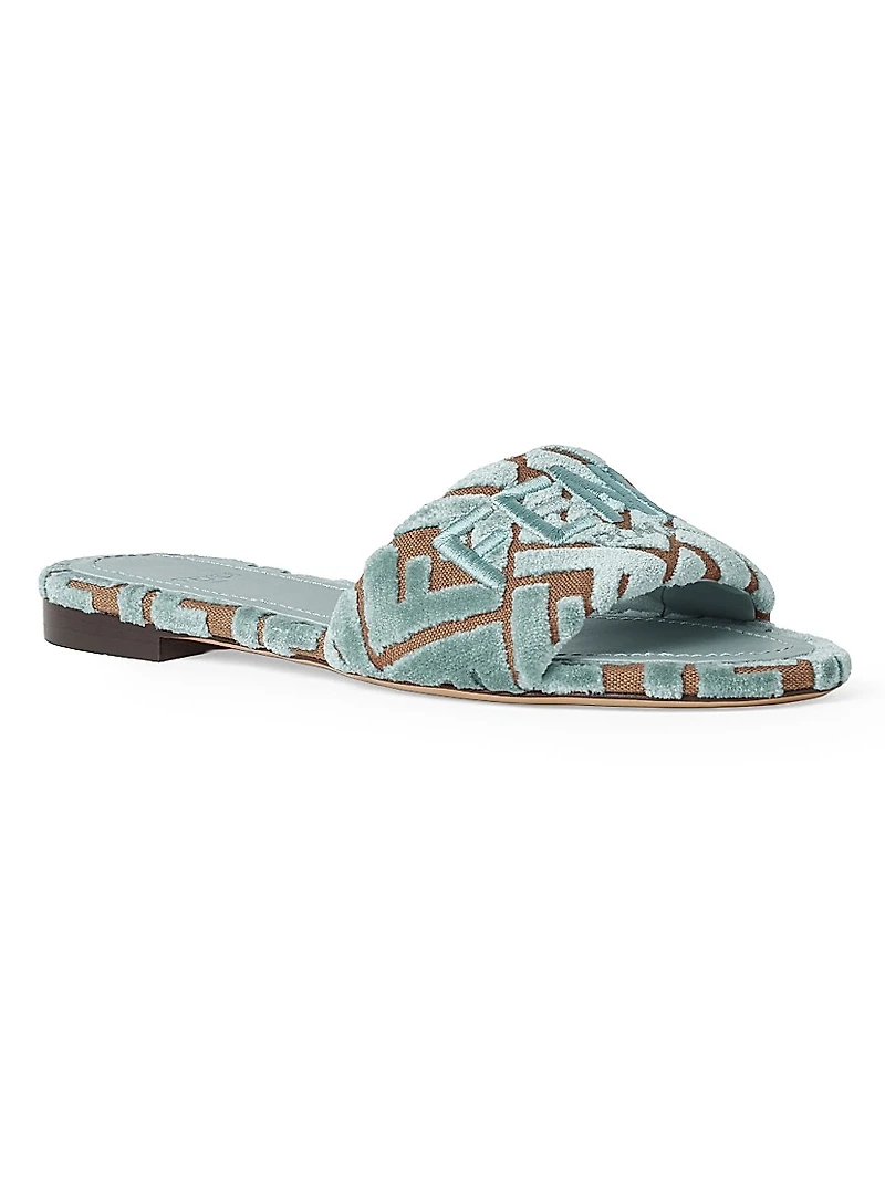 Sunshine Velvet Logo Flat Sandals