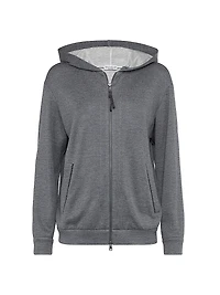 Cotton and Silk Interlock Hooded Sweatshirt