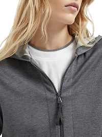 Cotton and Silk Interlock Hooded Sweatshirt