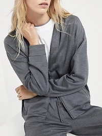 Cotton and Silk Interlock Hooded Sweatshirt
