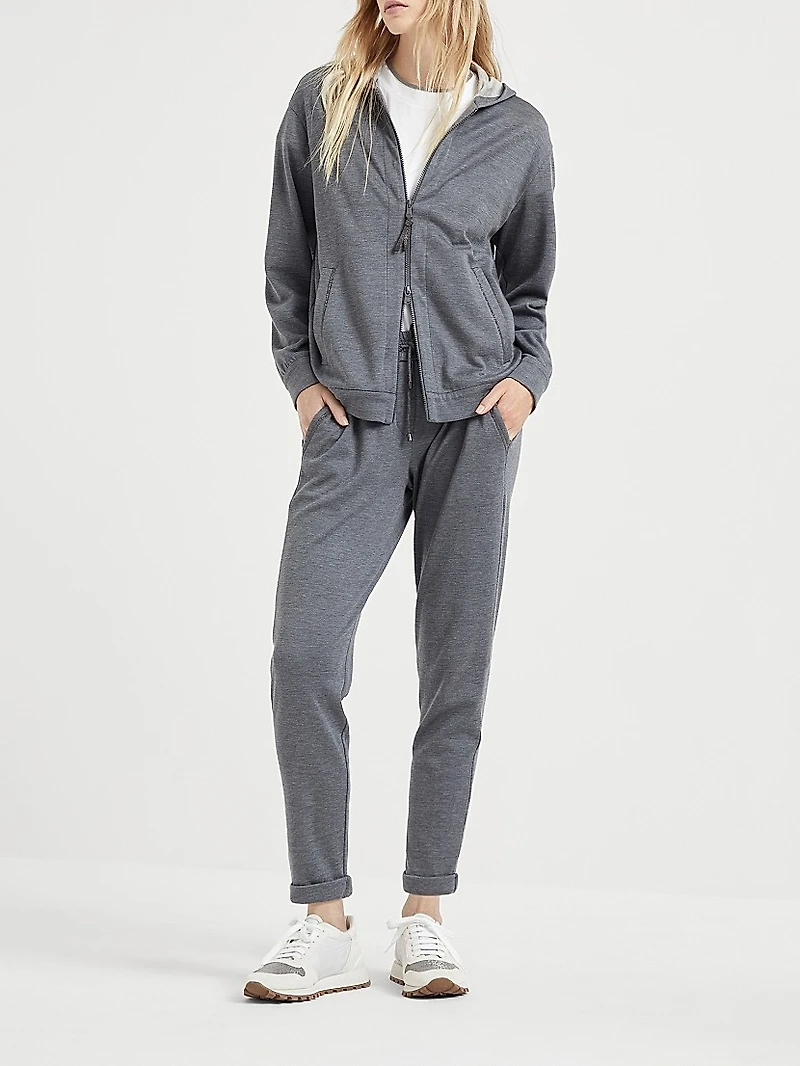 Cotton and Silk Interlock Hooded Sweatshirt