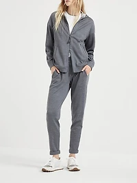 Cotton and Silk Interlock Hooded Sweatshirt