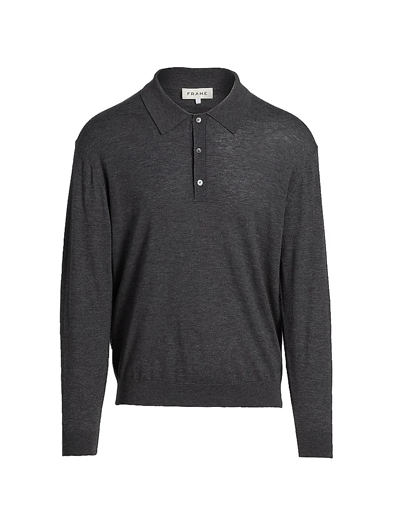 Superfine Wool-Cashmere Polo Sweater