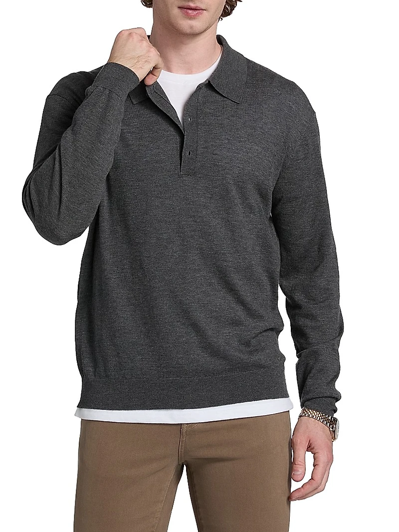Superfine Wool-Cashmere Polo Sweater