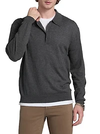 Superfine Wool-Cashmere Polo Sweater