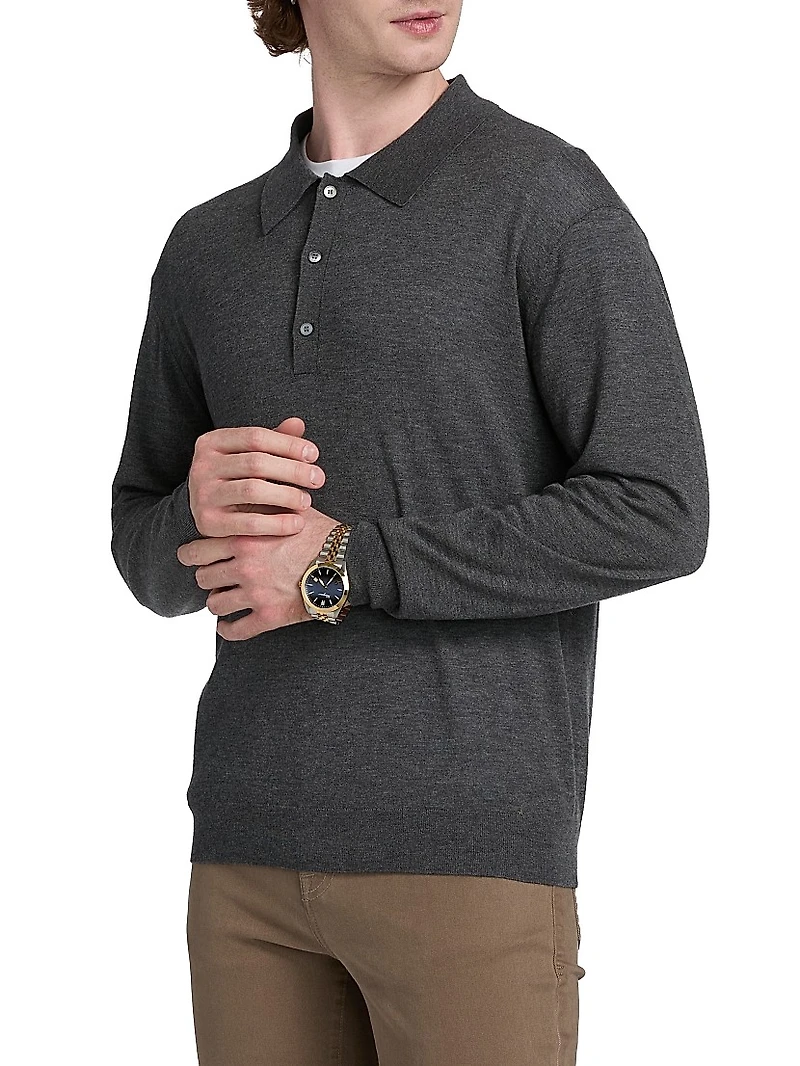 Superfine Wool-Cashmere Polo Sweater