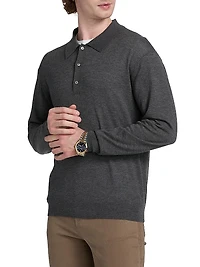 Superfine Wool-Cashmere Polo Sweater