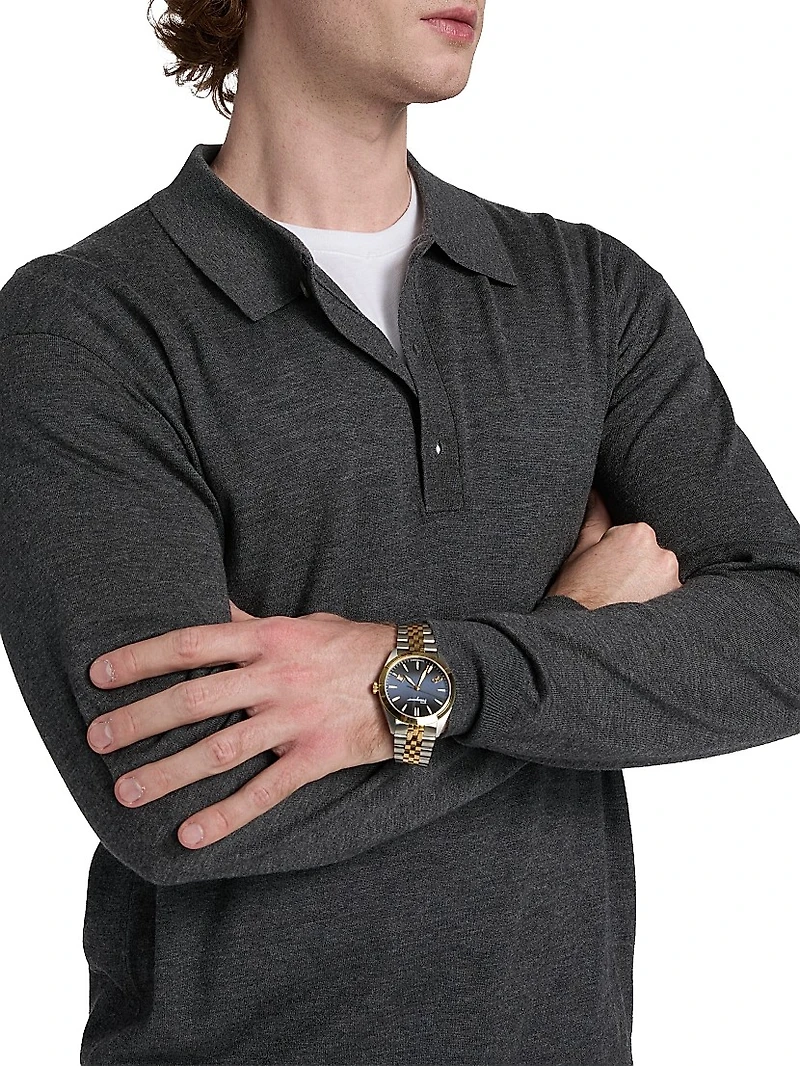 Superfine Wool-Cashmere Polo Sweater