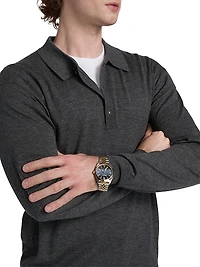 Superfine Wool-Cashmere Polo Sweater