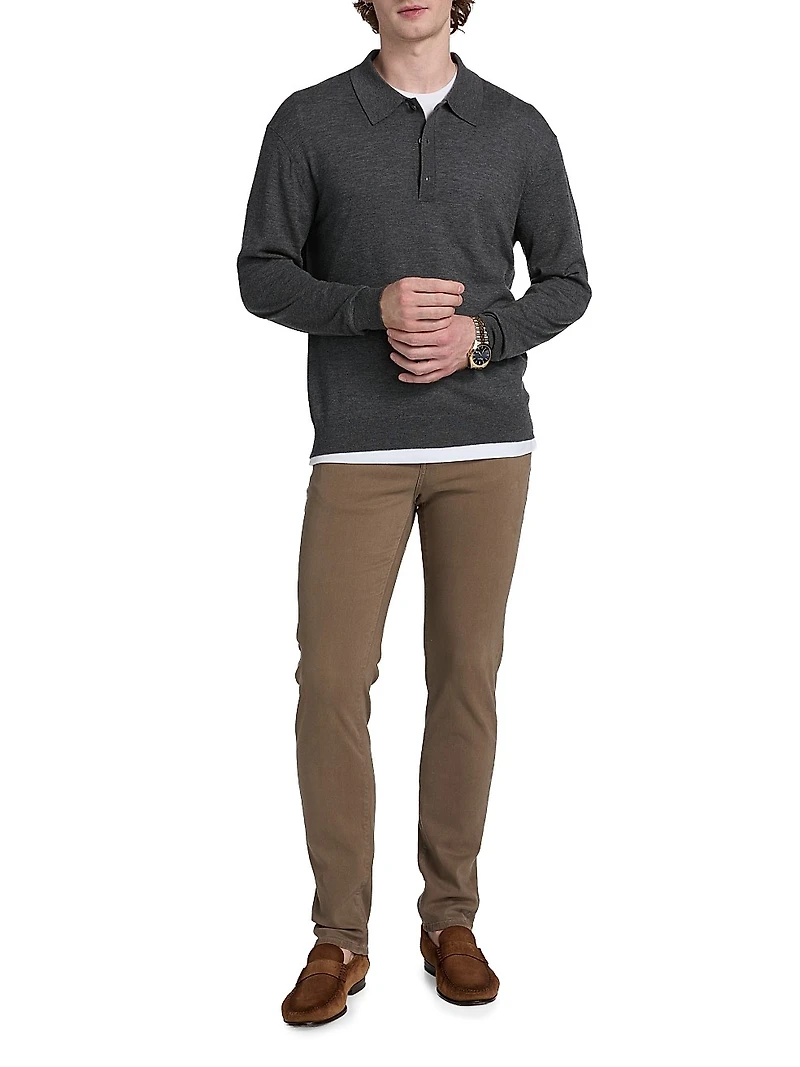 Superfine Wool-Cashmere Polo Sweater