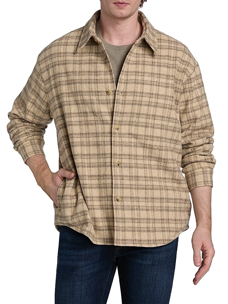 Wool-Blend Plaid Overshirt