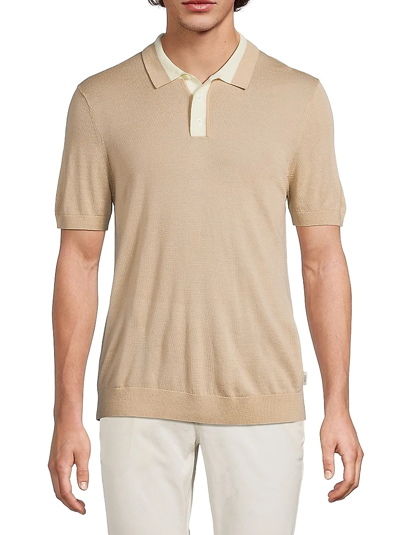 Wool Fine-Knit Polo Shirt