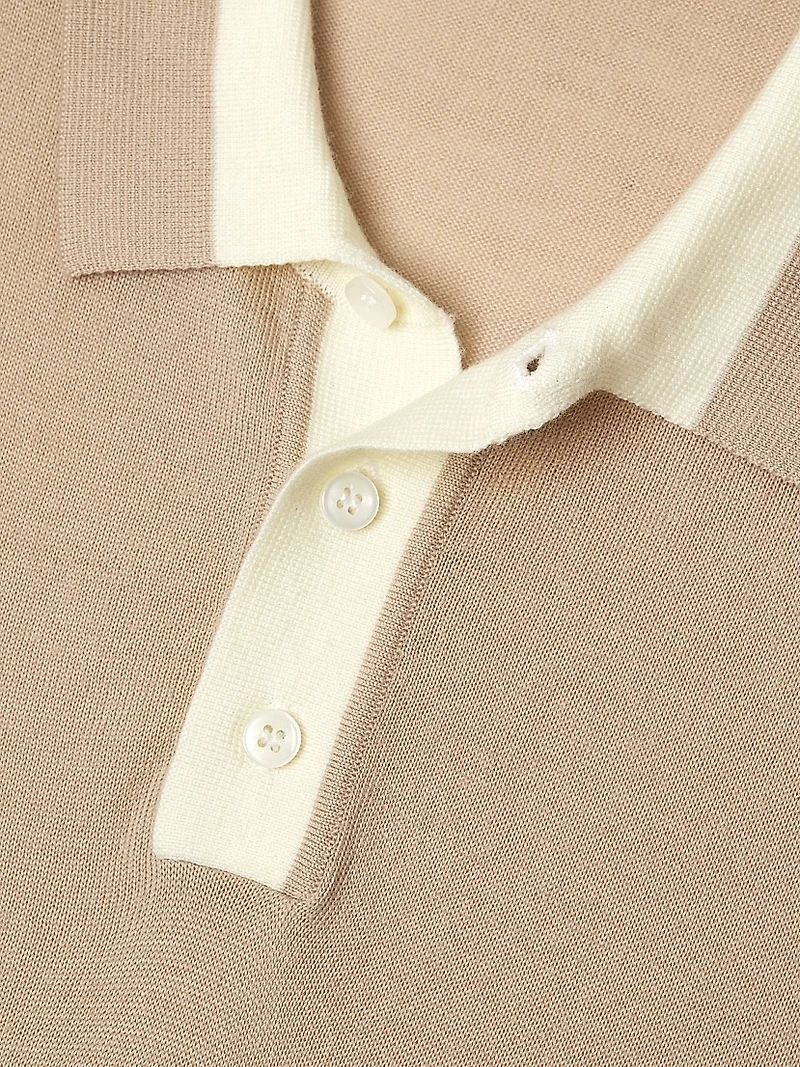 Wool Fine-Knit Polo Shirt