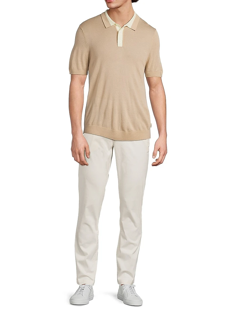 Wool Fine-Knit Polo Shirt