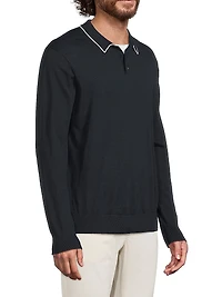 Merino Wool Long-Sleeve Polo Shirt