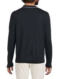 Merino Wool Long-Sleeve Polo Shirt