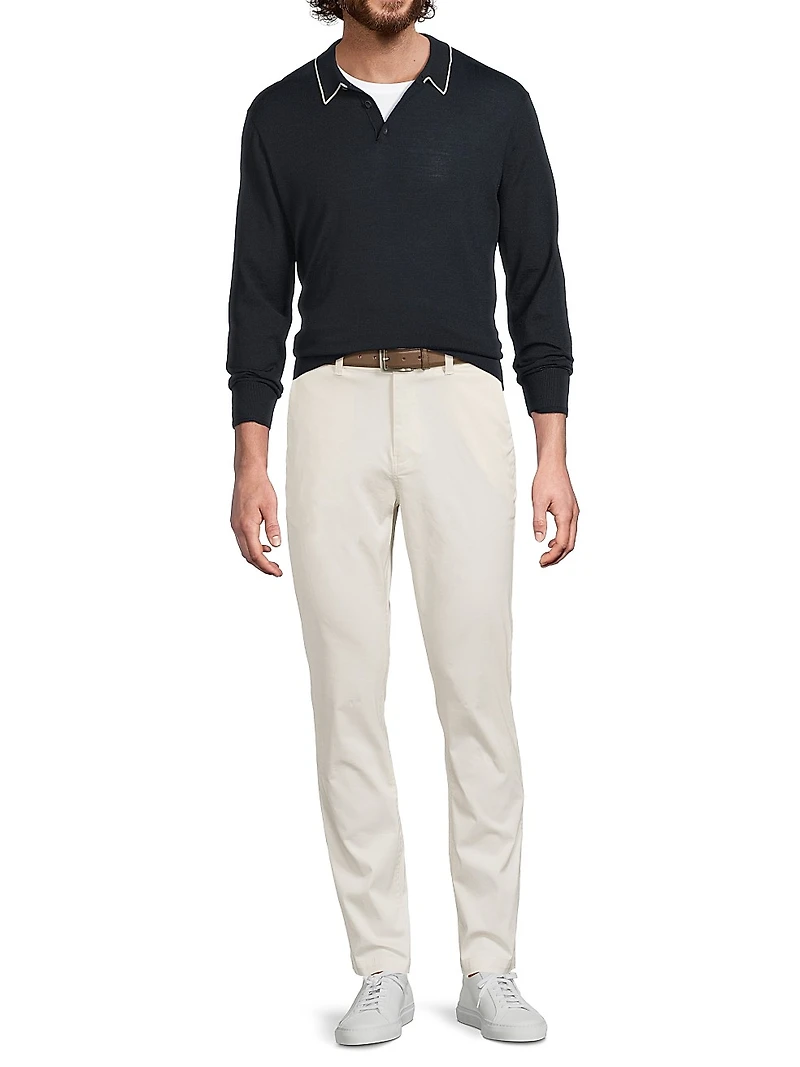 Merino Wool Long-Sleeve Polo Shirt