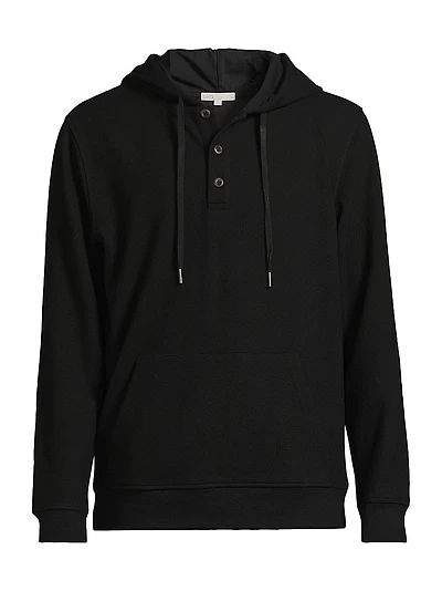Waffle-Knit Drawstring Hoodie