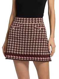 Lynne Wool-Blend Houndstooth Miniskirt
